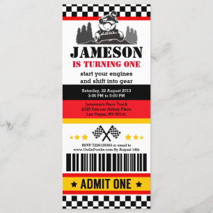 Convites Festa de aniversário ATV Dirt Quad BikeTicket Pas