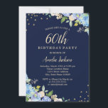 Convites Festa de aniversário azul-cinza 60<br><div class="desc">Convites florais mais bonito na Loja Little Bayleigh!</div>
