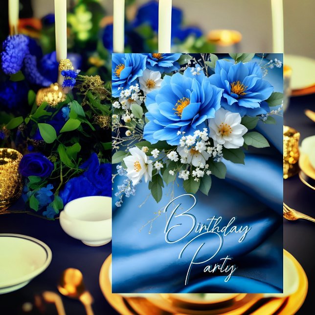 Convites Festa de aniversário Azul da Seda Flores bebê (Criador carregado)