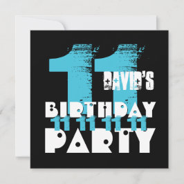 Convites FESTA DE ANIVERSÁRIO AZUL e 11 NEGRA de 11 anos V0