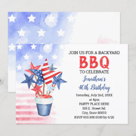 Convites festa de aniversário azul e branco CHURRASCO