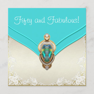 Convites Festa de aniversário azul e Dourado da cerceta