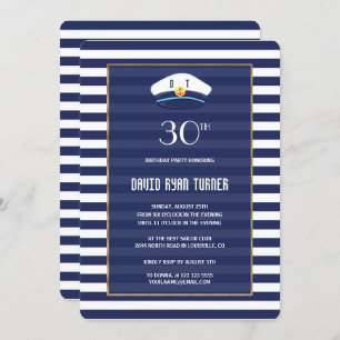 Convites Festa de aniversário Azul Marinho Náutico Bandas D