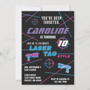 Convites Festa de aniversário Azul Púrpura, cor-de-rosa, 