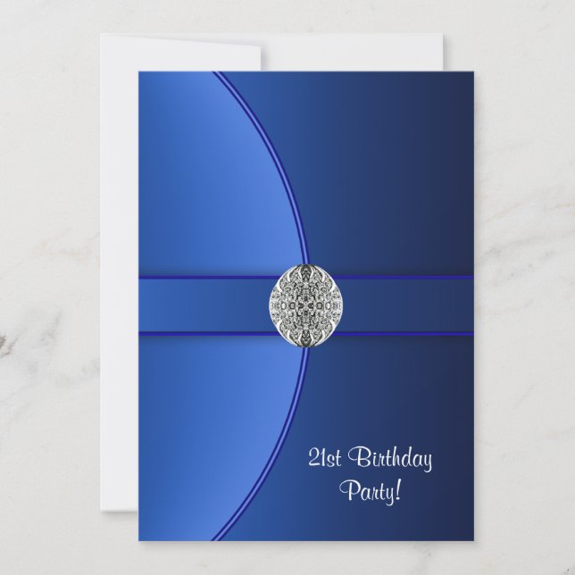 Convites Festa de aniversário azul real (Frente)