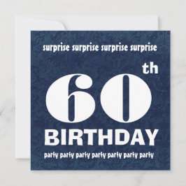 Convites Festa de aniversário azul SURPRESA 60° Modelo bran