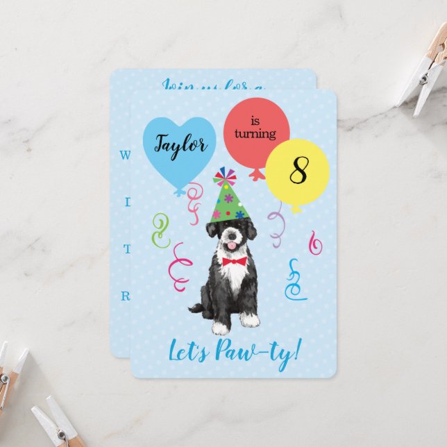 Convites Festa de aniversário Balões de Água em Portugal (Frente/Verso In Situ)