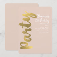 Festa de Aniversário Bege com Brilho em Folha de O