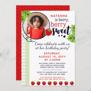 Convites Festa de aniversário Berry Sweet Strawberry Kids