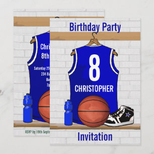 Convites Festa de aniversário Blue White Basball Jersey