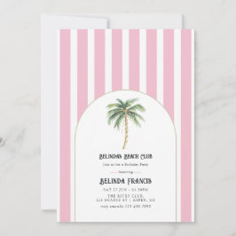 Convites Festa de Aniversário Blush Pink Beach Club