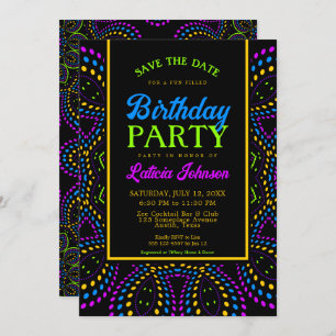 Convites Festa de aniversário Bohemian Neon Nights