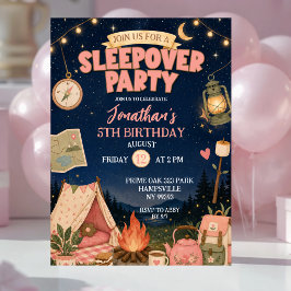 Convites Festa de Aniversário Boho Pink Acampamento Sleepov