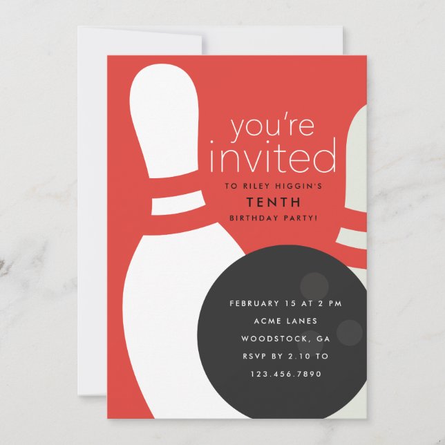 Convites Festa de aniversário boliche (Frente)