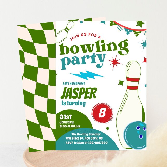 Convites Festa de aniversário boliche | Agitar Divertido (Criador carregado)