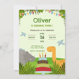 Convites Festa de Aniversário Bolo de Dinossauro