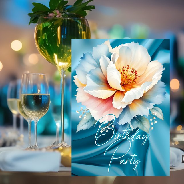 Convites Festa de Aniversário Bonita Delicada Floral Rosa A (Criador carregado)