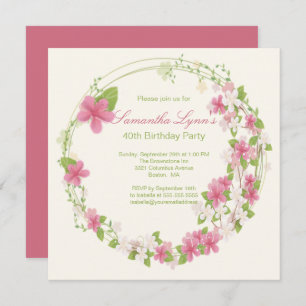 Convites Festa de aniversário bonito da grinalda da flor da