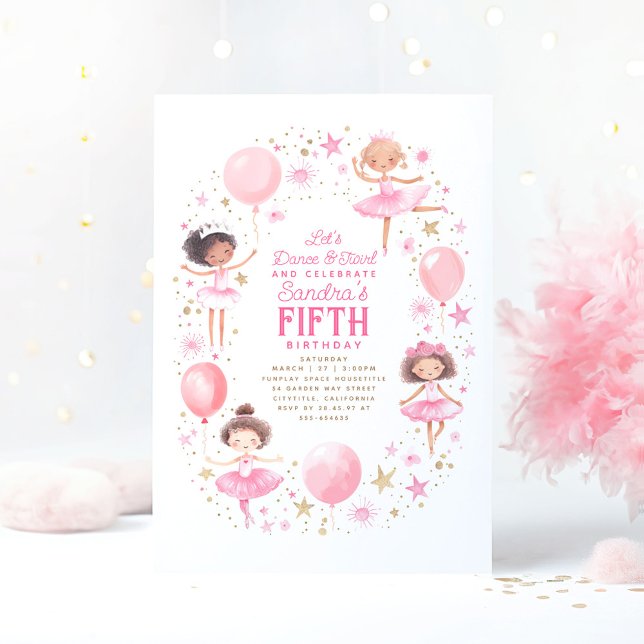Convites Festa de aniversário Bonito de Ballerinas (Little Ballerinas Birthday Party Invitations)