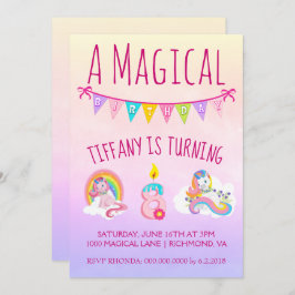 Convites Festa de aniversário Bonito do Unicórnio para cria