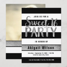 Convites festa de aniversário branca-branca-prata