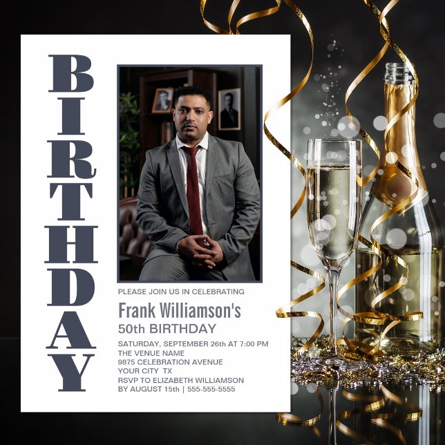 Convites Festa de aniversário Branca de Fotos de Qualquer C (Criador carregado)