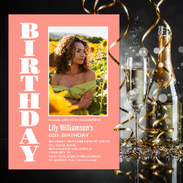 Convites Festa de aniversário Branca de Fotos Moderna de Qu