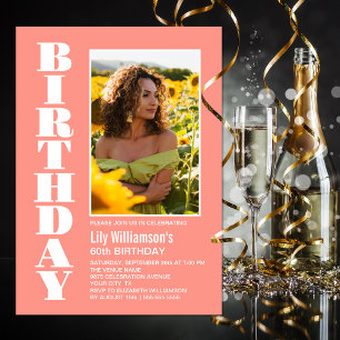 Convites Festa de aniversário Branca de Fotos Moderna de Qu