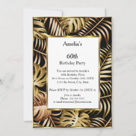 Convites Festa de aniversário Branca de Plantas Douradas Tr