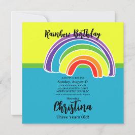 Convites Festa de aniversário brilhante de arco-íris