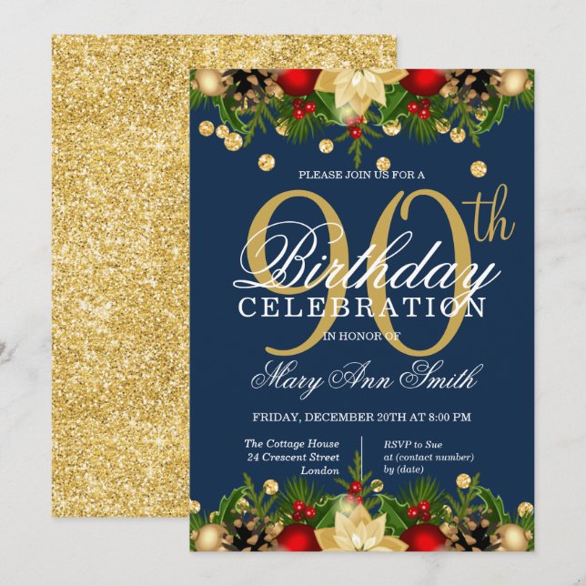 Convites Festa de aniversário brilhante de feriado de Marin (Frente/Verso)