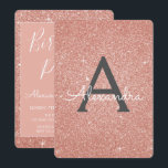 Convites Festa de aniversário brilhante Dourada rosa rosa r<br><div class="desc">Cor-de-rosa-azul - Rosa Dourada e Cinzas de carvão (Cinza) Sparkle Glitter Girly Festa de aniversário Monograma Name e Convite de aniversário inicial. Este convite é perfeito para o Rosa Dourado Sparkle Glitter Girly Party,  que quer celebrar em Rosa Rosa Rosa Dourada.</div>