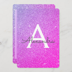 Convites Festa de aniversário Brilhante Rosa Púrpura Brilha