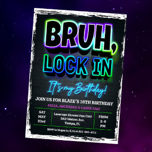 Convites Festa de Aniversário Bruh Lock In