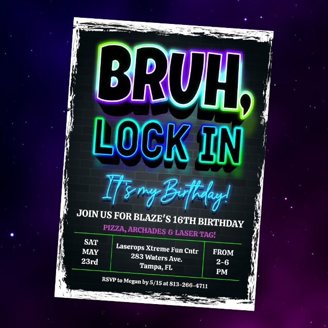 Convites Festa de Aniversário Bruh Lock In (Criador carregado)