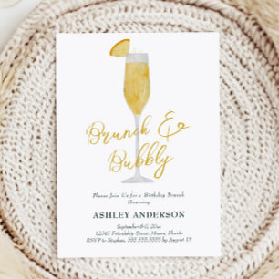 Convites Festa de aniversário Brunch e Bubbles Mimosa Cockt