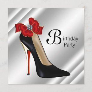 Convites Festa de aniversário Calçado de alto salto vermelh