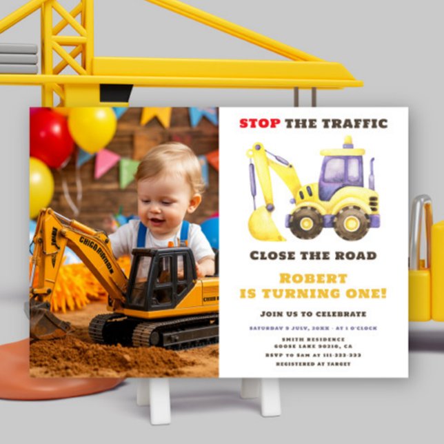 Convites Festa de Aniversário Caminhão de Construção Escava (Criador carregado)