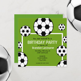 Convites Festa de aniversário - Campo de futebol e bolas de