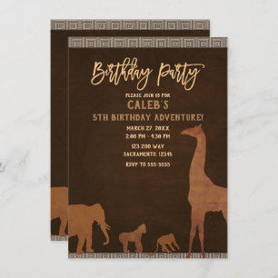 Convites Festa de aniversário Castanho do Zoo Selva Safari