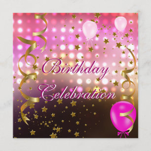 Convites Festa de aniversário Celebração Luzes Rosa Luzes D