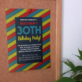 Convites Festa de aniversário Celta Stripe Vermelho Vermelh