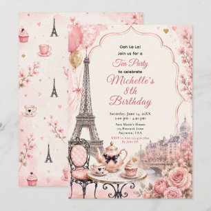 Convites Festa de Aniversário Chá Rosa de Paris