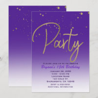Festa de Aniversário Chic com Glamour Moderno Roxo