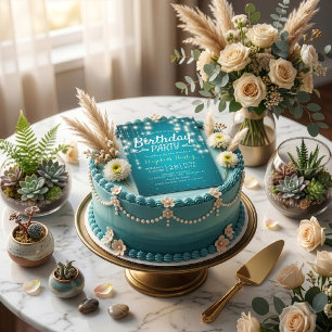 Convites Festa de aniversário Chic Turquoise Sparkle String