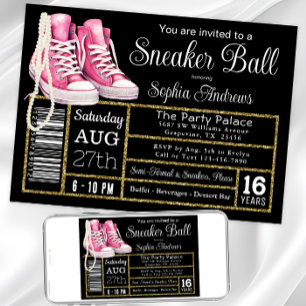 Convites Festa de Aniversário Chucks e Pérolas Sneaker Ball