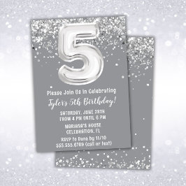 Convites Festa de aniversário cinza de Prata 5