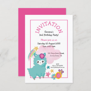 Convites Festa de aniversário Cinzento Fluffy Llama