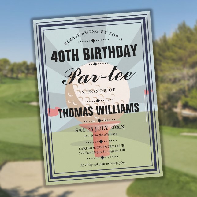 Convites Festa de Aniversário Clássica de Golfe Partee  (Classic Golf Birthday Partee Party Invitation)