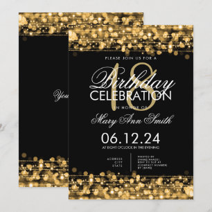 Convites Festa de aniversário Classy 18th Sparkles Dourado